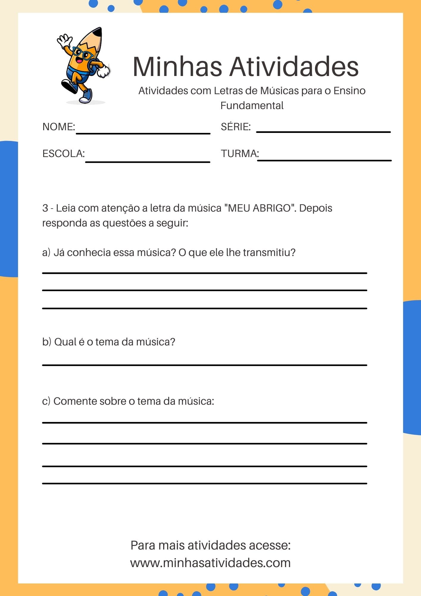 Atividades Com Letras De Músicas Para O Ensino Fundamental