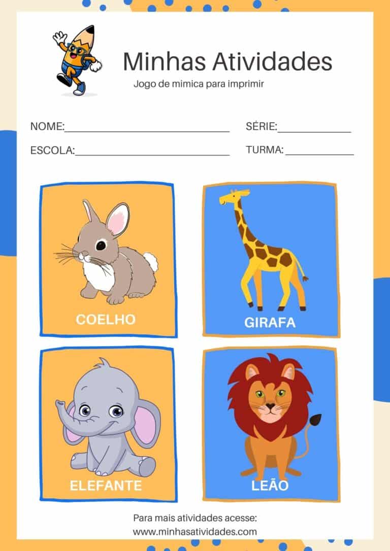 Jogo De Mimica Para Imprimir