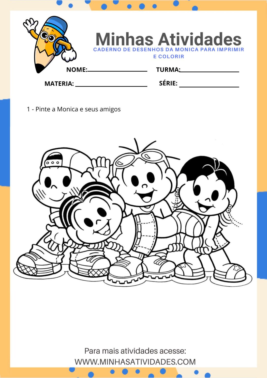 Atividades Para Pintar A Turma Da Mônica